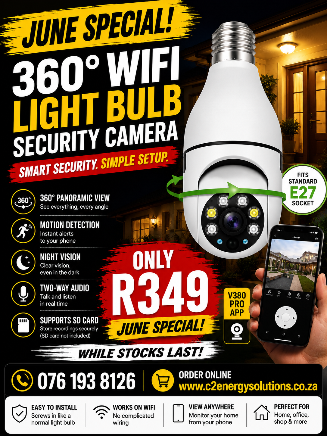 Light Bulb Security Wifi Camera