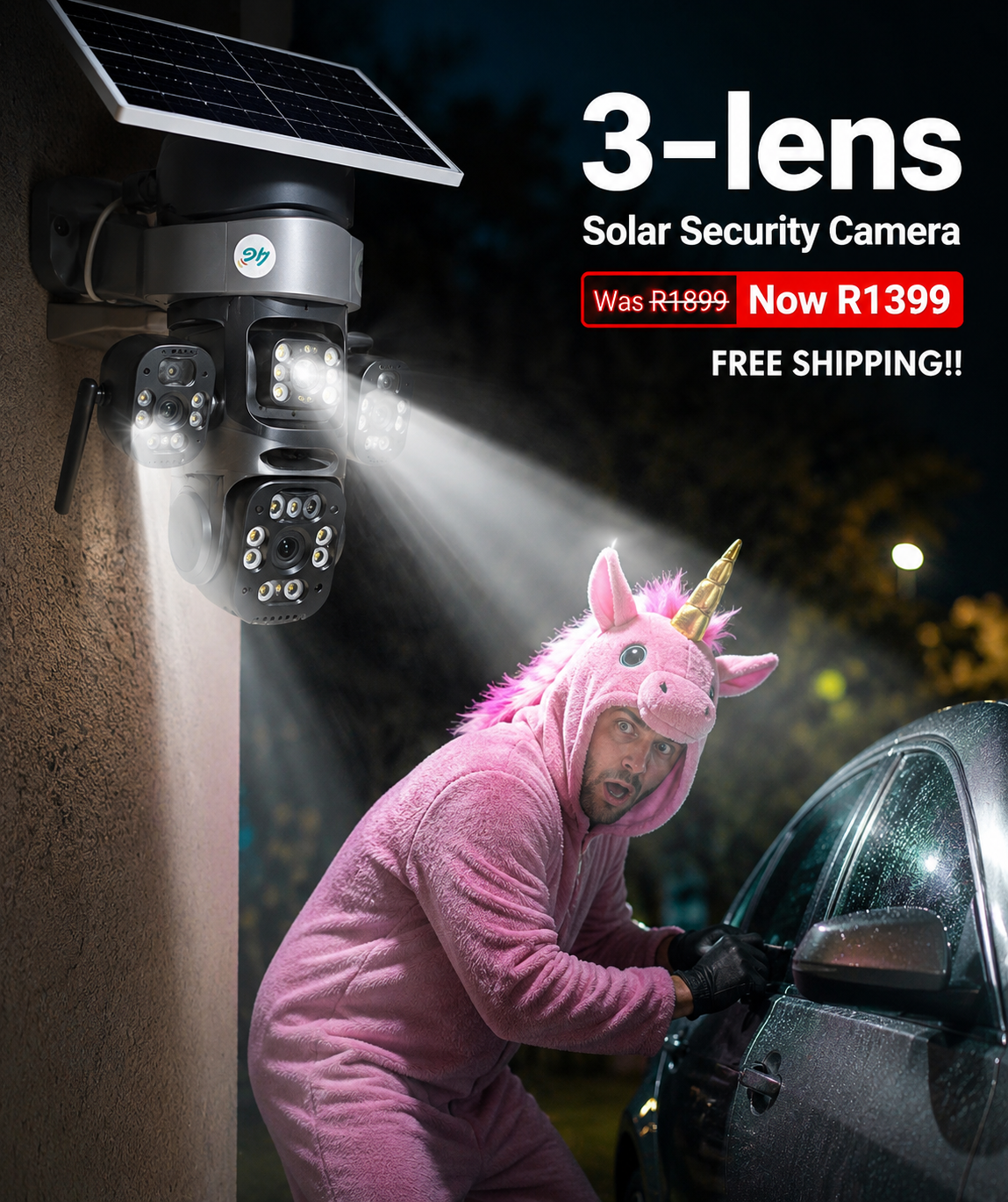 3-Lens Solar Security Camera - 🚚🇿🇦FREE DELIVERY NATIONWIDE